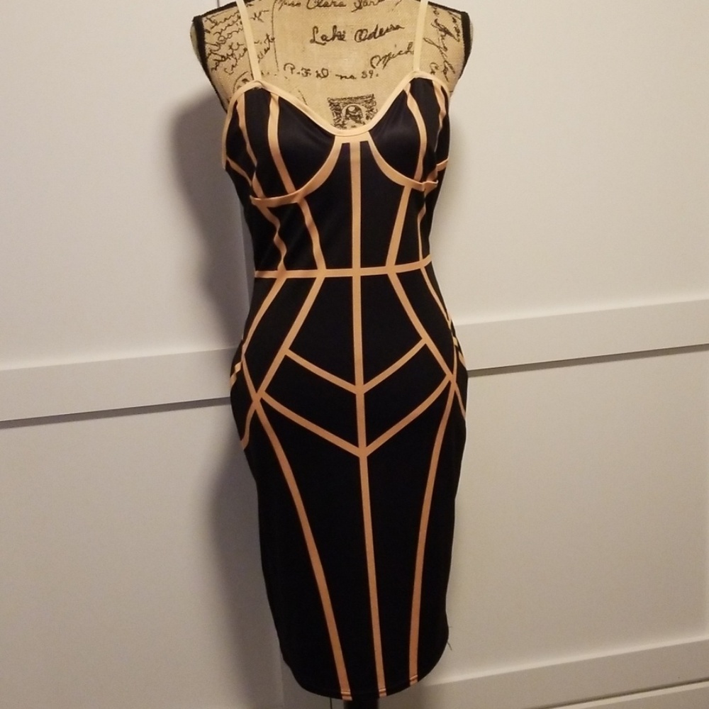 Corset Print Sleeveless Dress Size LARGE